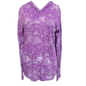 Title Nine Purple Burnout Wave Long Sleeve Hood Top Size Large